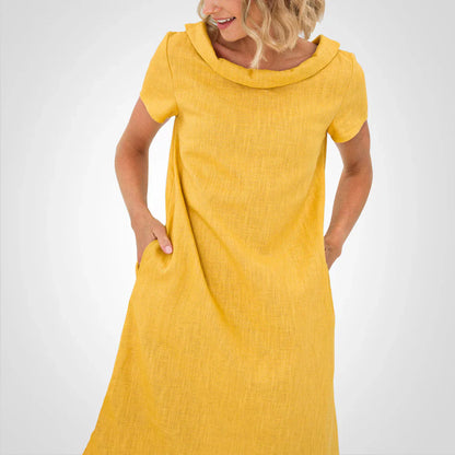 Anvika – Abito casual in cotone e lino a maniche corte