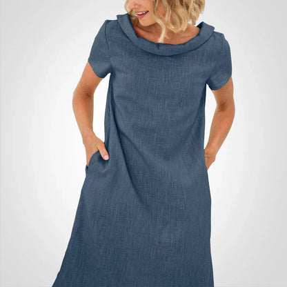 Anvika – Abito casual in cotone e lino a maniche corte