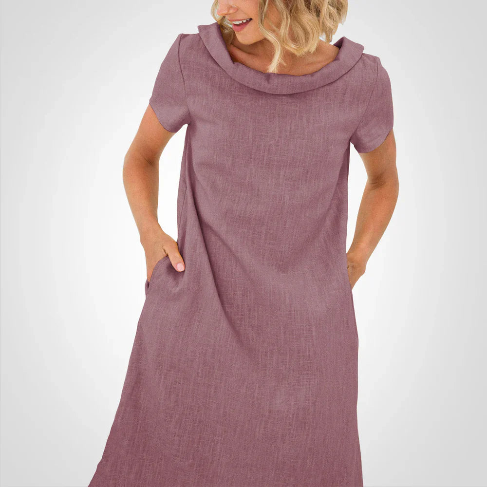 Anvika – Abito casual in cotone e lino a maniche corte