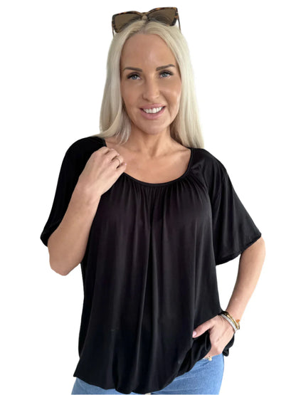 Tserin – Top plissettato ampio con scollo rotondo