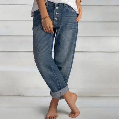 Mergene – Jeans dalla vestibilità comoda con patta abbottonata
