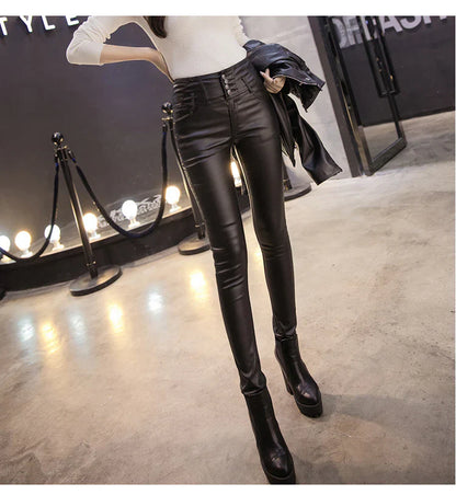 Calidora – Pantaloni skinny in pelle a vita alta