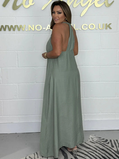 Clarimonde – Abito lungo elegante allacciato al collo