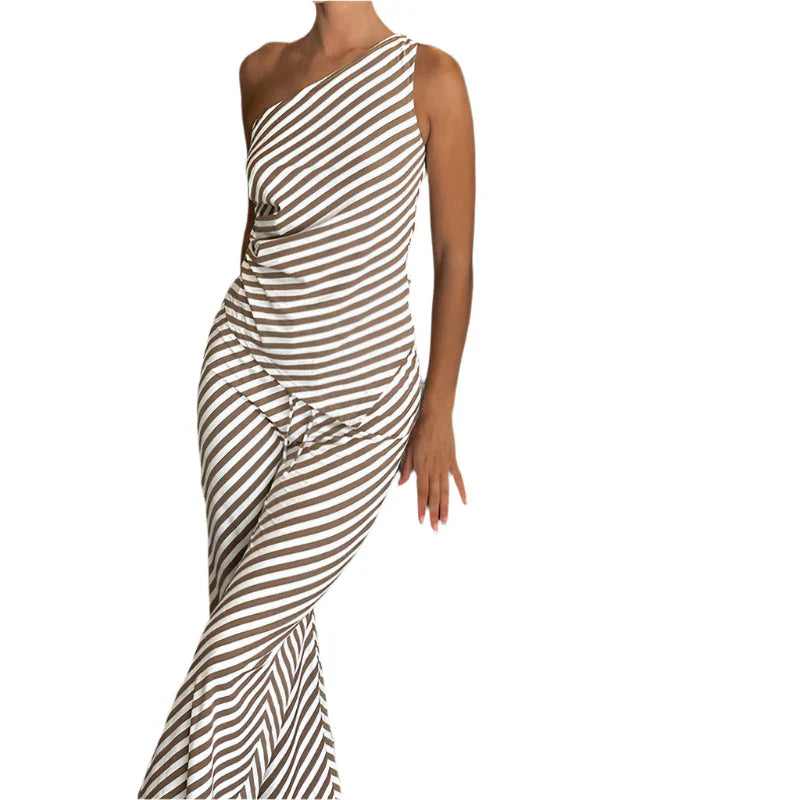 Laila - Tuta monospalla con gambe larghe a righe