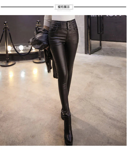 Calidora – Pantaloni skinny in pelle a vita alta