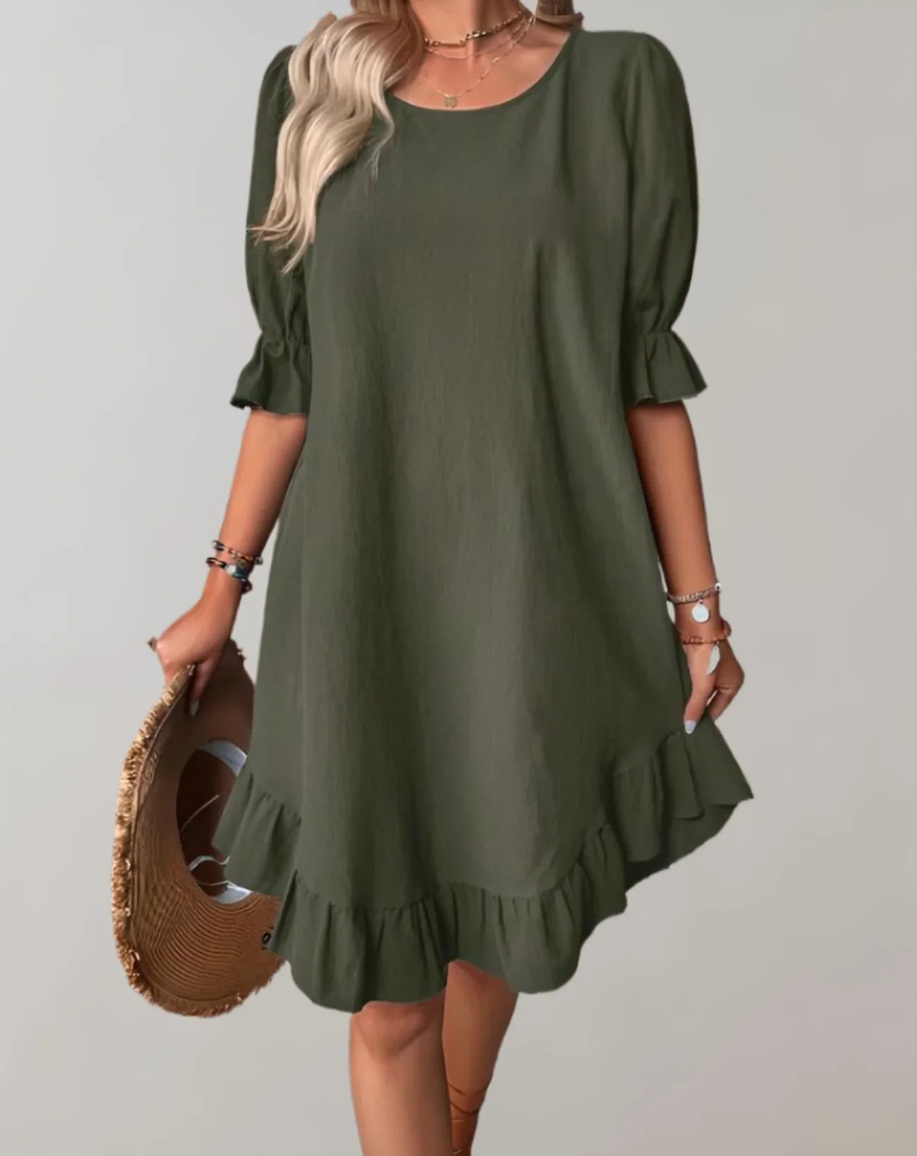 Larkin – Abito elegante in lino con volant