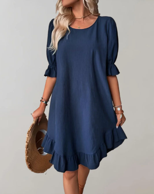 Larkin – Abito elegante in lino con volant