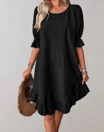 Larkin – Abito elegante in lino con volant