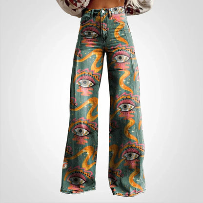 Janie – Pantaloni larghi con stampa artistica