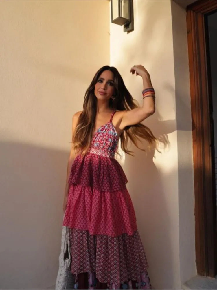 Kamari – Abito lungo patchwork bohémien