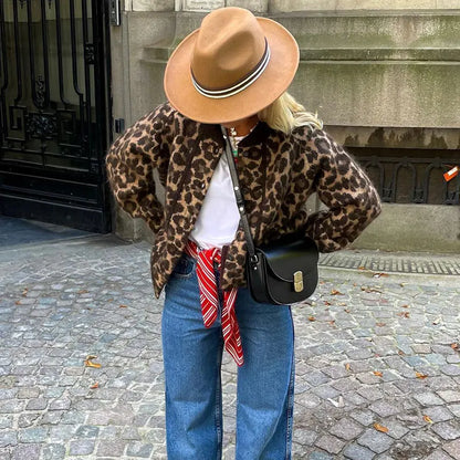 Cindy – Giacca in peluche con stampa leopardata