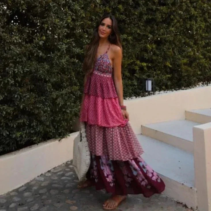 Kamari – Abito lungo patchwork bohémien