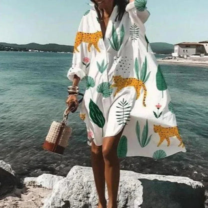 Cezil – Abito da spiaggia in stile boho chic con bottoni sul davanti