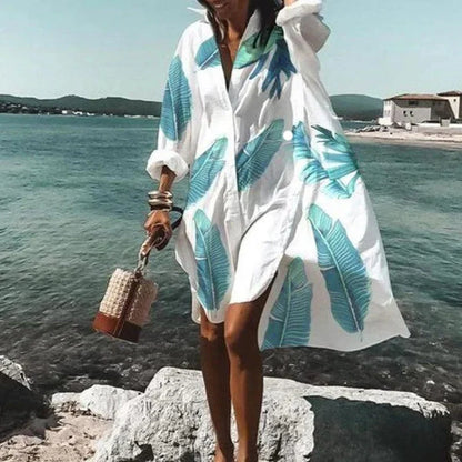 Cezil – Abito da spiaggia in stile boho chic con bottoni sul davanti