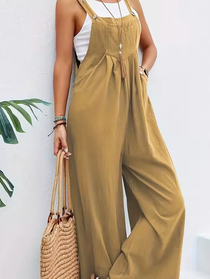 Saffron – Tuta a gamba larga in lino e cotone