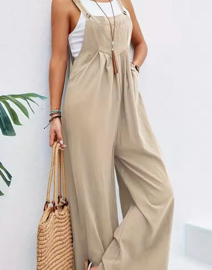 Saffron – Tuta a gamba larga in lino e cotone