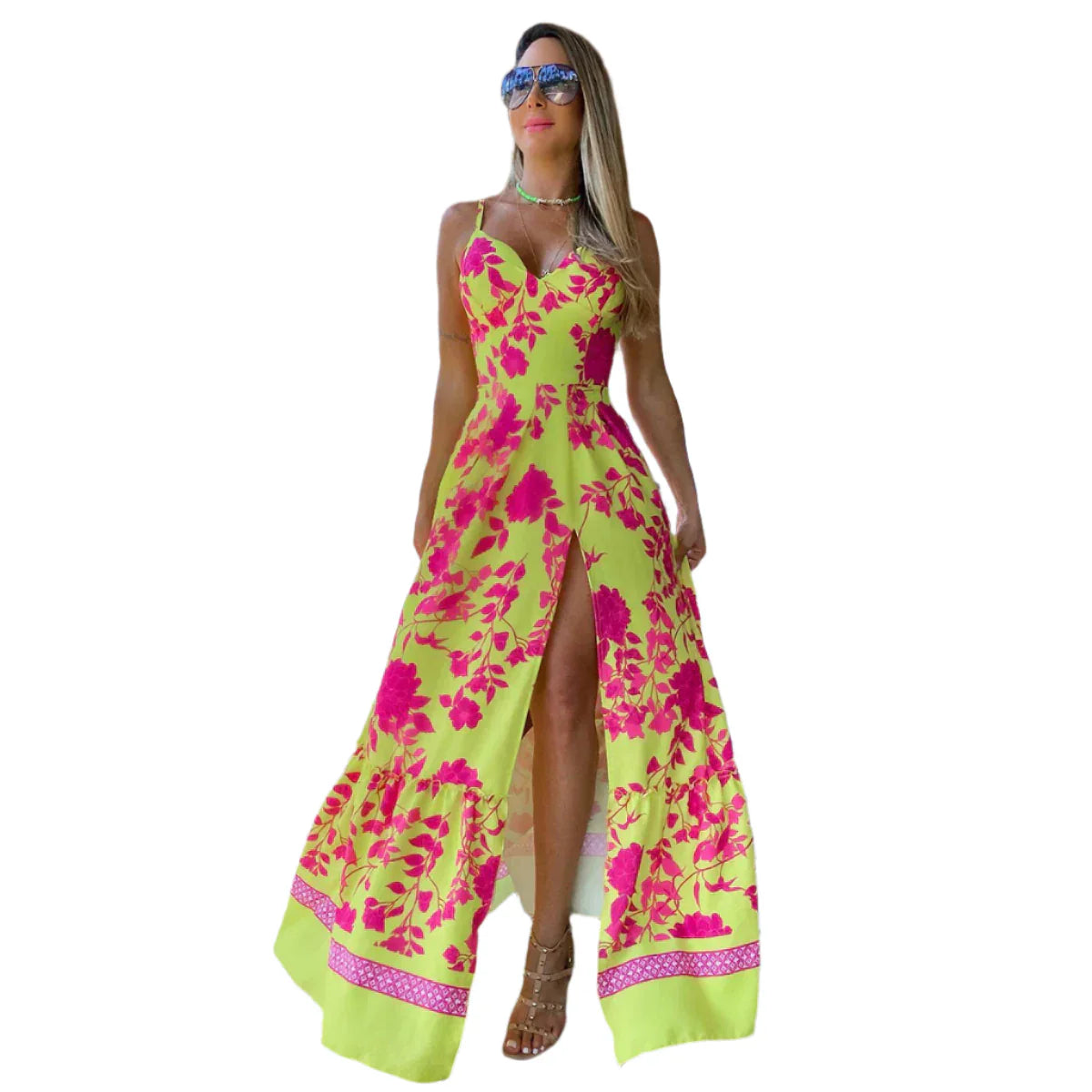 Rionette – Abito lungo estivo stampato con spalline sottili