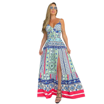 Rionette – Abito lungo estivo stampato con spalline sottili