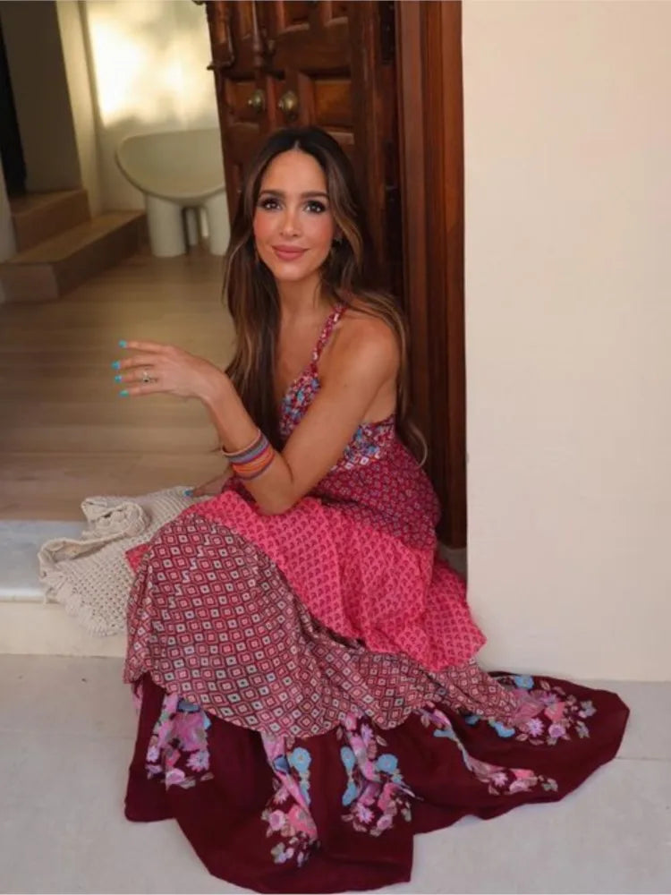 Kamari – Abito lungo patchwork bohémien