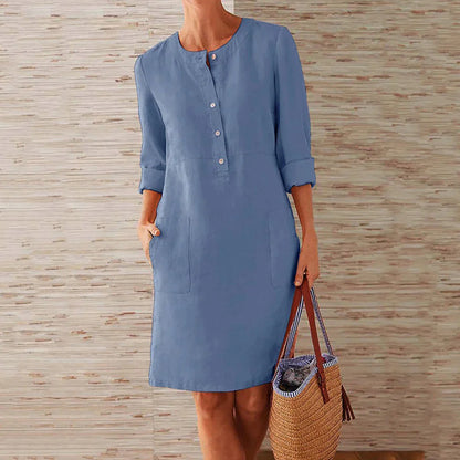 Mandi – Abito in lino con abbottonatura