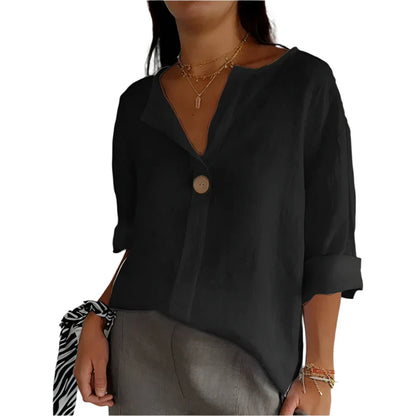 Kaemiya – Camicetta minimalista in misto lino con bottoni