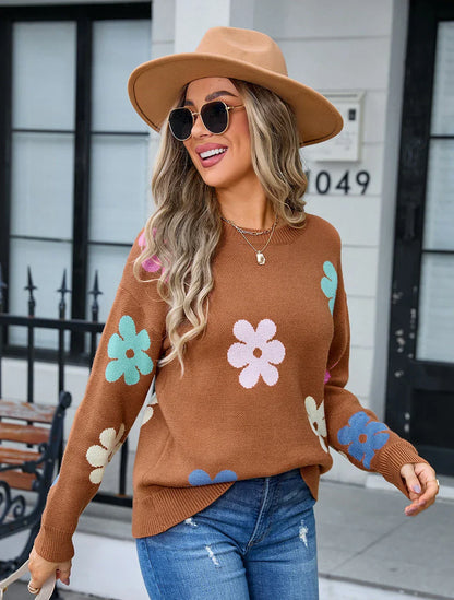 Aislin | Maglione floreale casual all'uncinetto