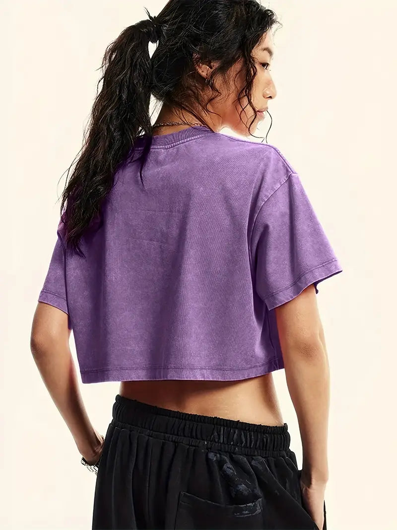 Lenore – T-shirt corta oversize, effetto vintage, lavata