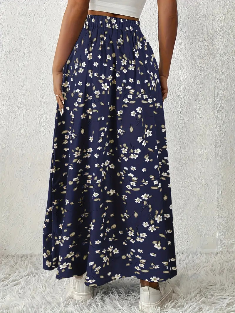 Louvina – Gonna lunga con spacco floreale