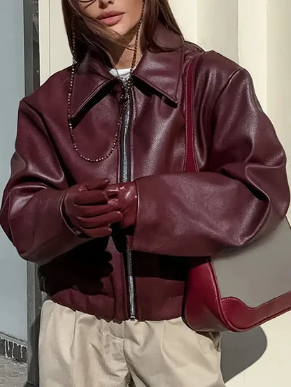 Cassidy – Elegante giacca in pelle oversize