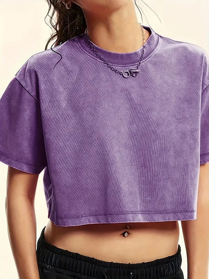 Lenore – T-shirt corta oversize, effetto vintage, lavata