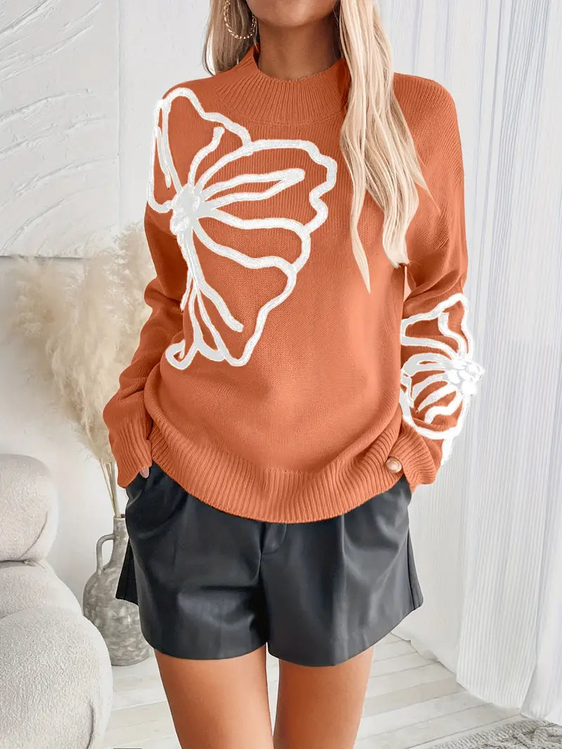 Kelsey – Maglione lavorato a maglia con ricami floreali