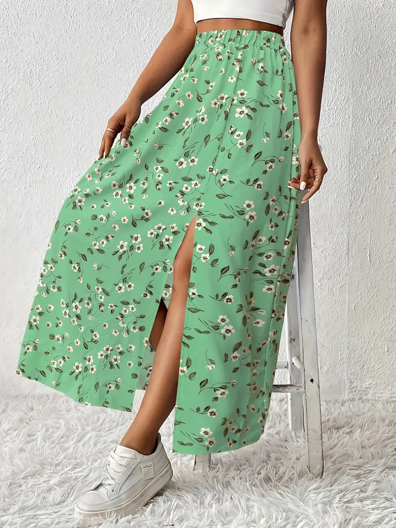 Louvina – Gonna lunga con spacco floreale