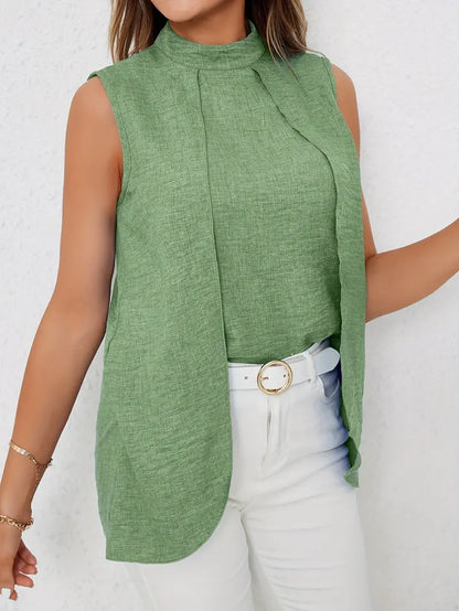 Zyra – Elegante camicetta senza maniche con collo alto