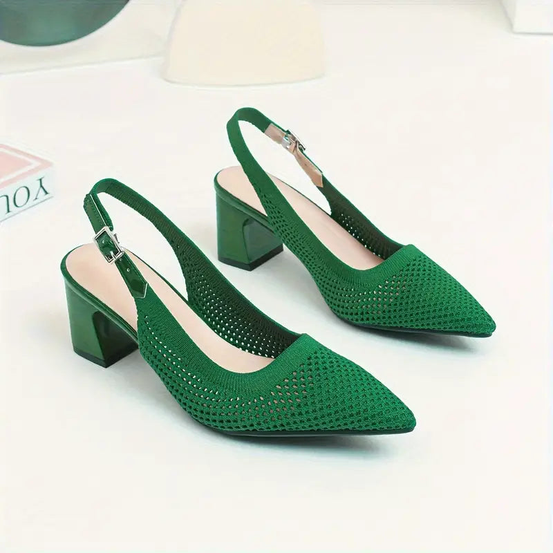 Rinika – Eleganti décolleté con cinturino posteriore realizzate in maglia a rete