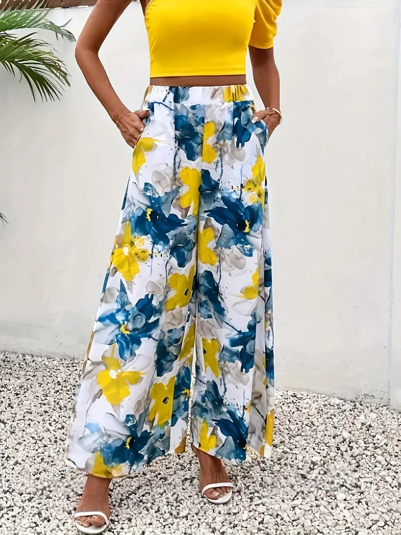 Syvaris – Pantaloni ampi con motivo floreale