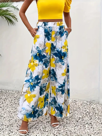 Syvaris – Pantaloni ampi con motivo floreale