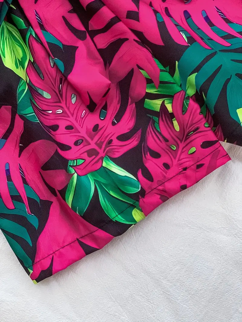 Elkie – Set composto da canotta in cotone a coste e pantaloncini stampati