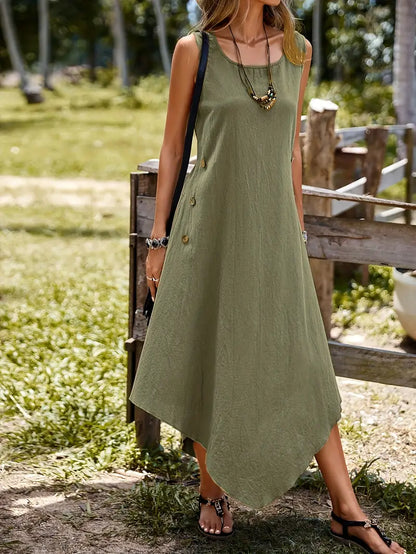 Joia – Abito boho chic con fondo a fazzoletto senza maniche