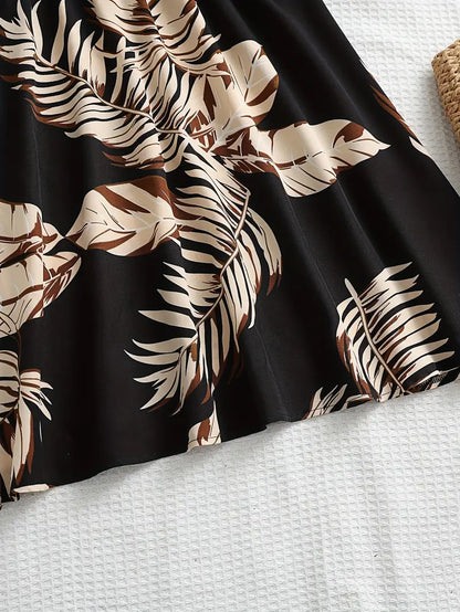 Kamala – Abito a trapezio con spalline sottili e stampa tropicale