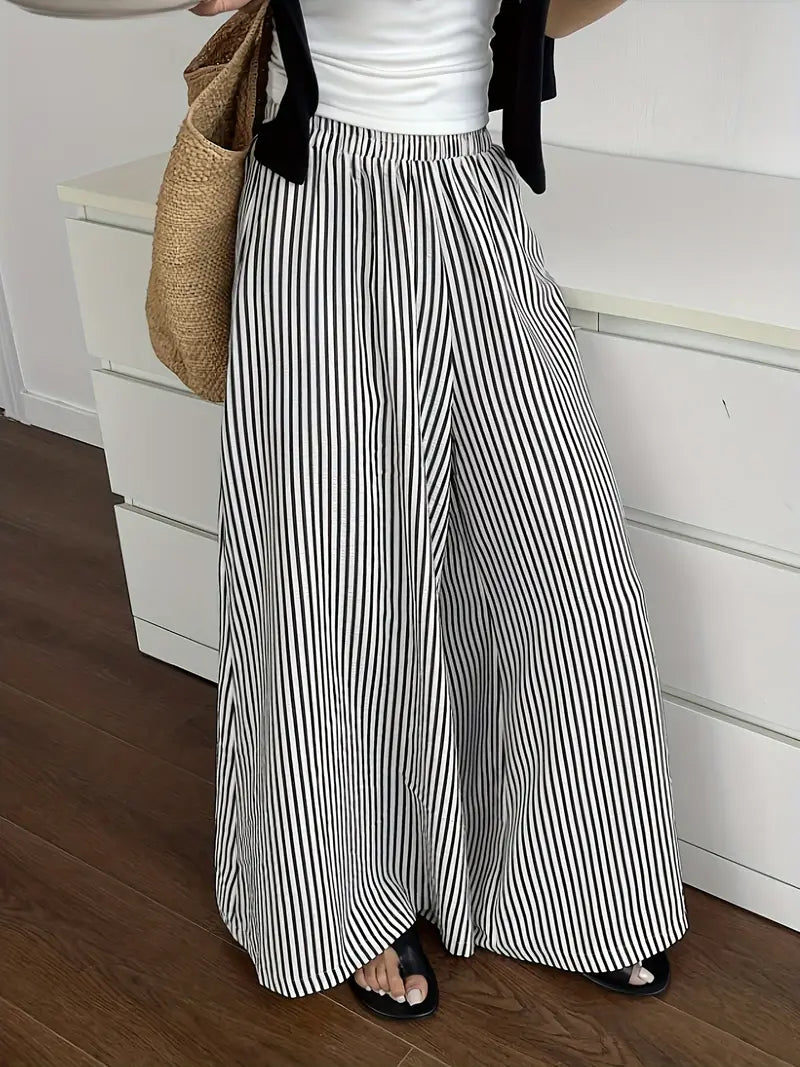 Oris – Pantaloni alla moda a gamba larga con motivo a righe