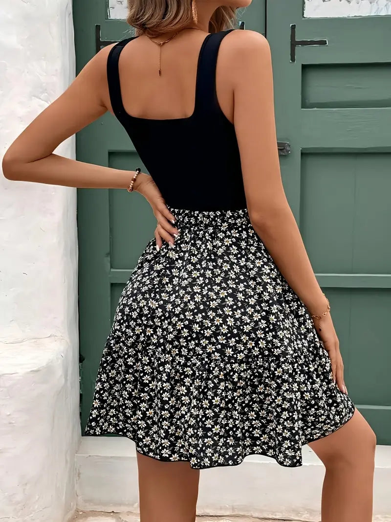 Romilda – Abito elegante con scollatura quadrata e motivo floreale