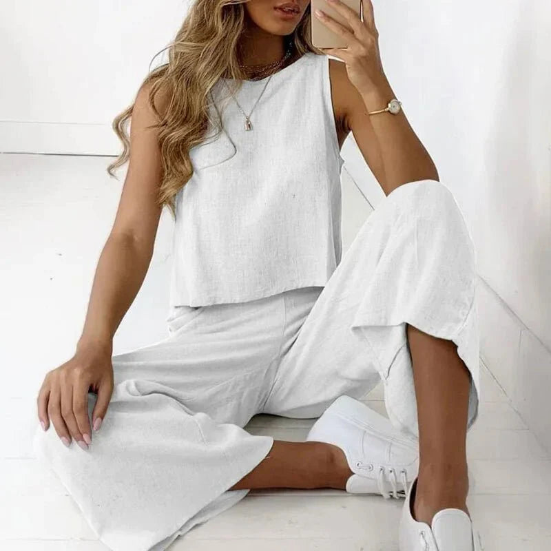 Saphine – Set elegante composto da top senza maniche e pantaloni