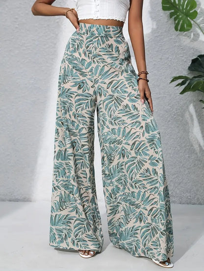 Onna – Pantaloni a vita alta a gamba larga Palm Breeze