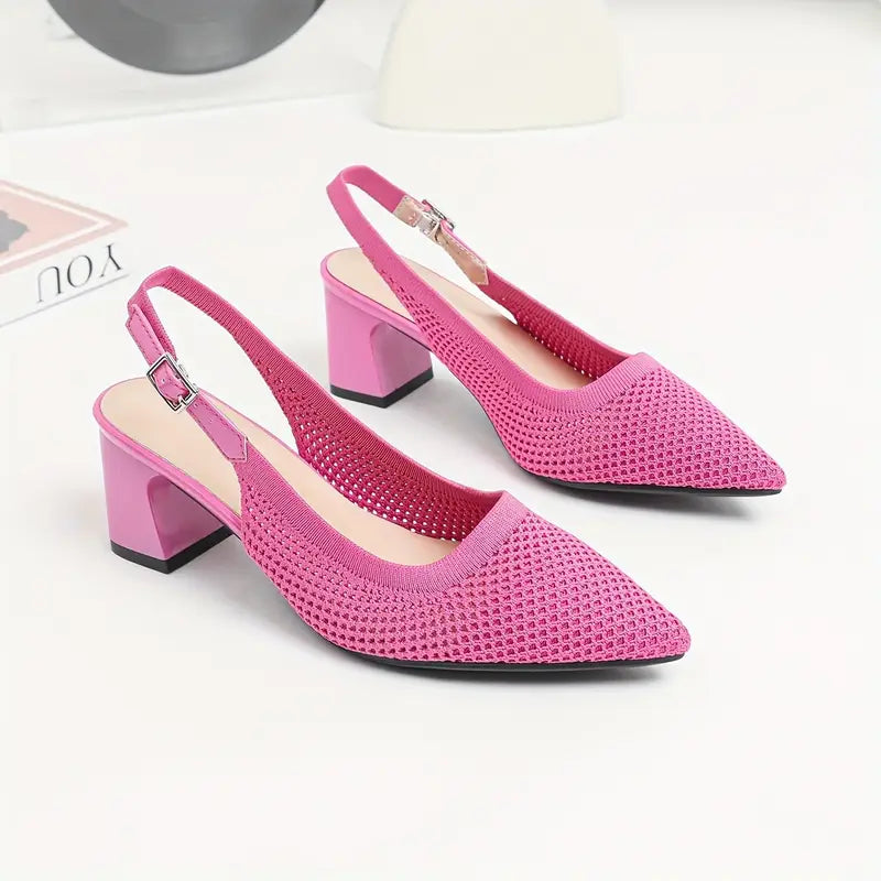 Rinika – Eleganti décolleté con cinturino posteriore realizzate in maglia a rete