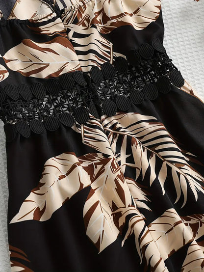 Kamala – Abito a trapezio con spalline sottili e stampa tropicale