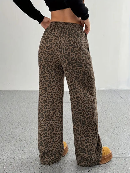 Eryndra – Pantaloni eleganti a gamba larga con stampa leopardata