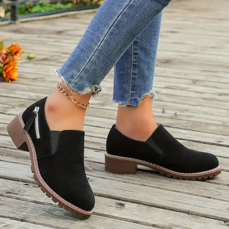 Ysadora – Scarpe di alta qualità in pelle scamosciata con tacco largo