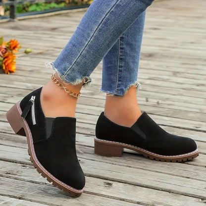 Ysadora – Scarpe di alta qualità in pelle scamosciata con tacco largo