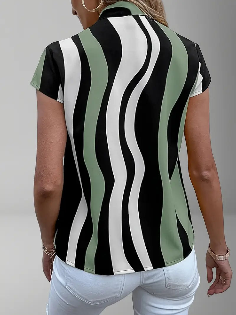 Genovra – Camicetta con stampa e colletto allacciato