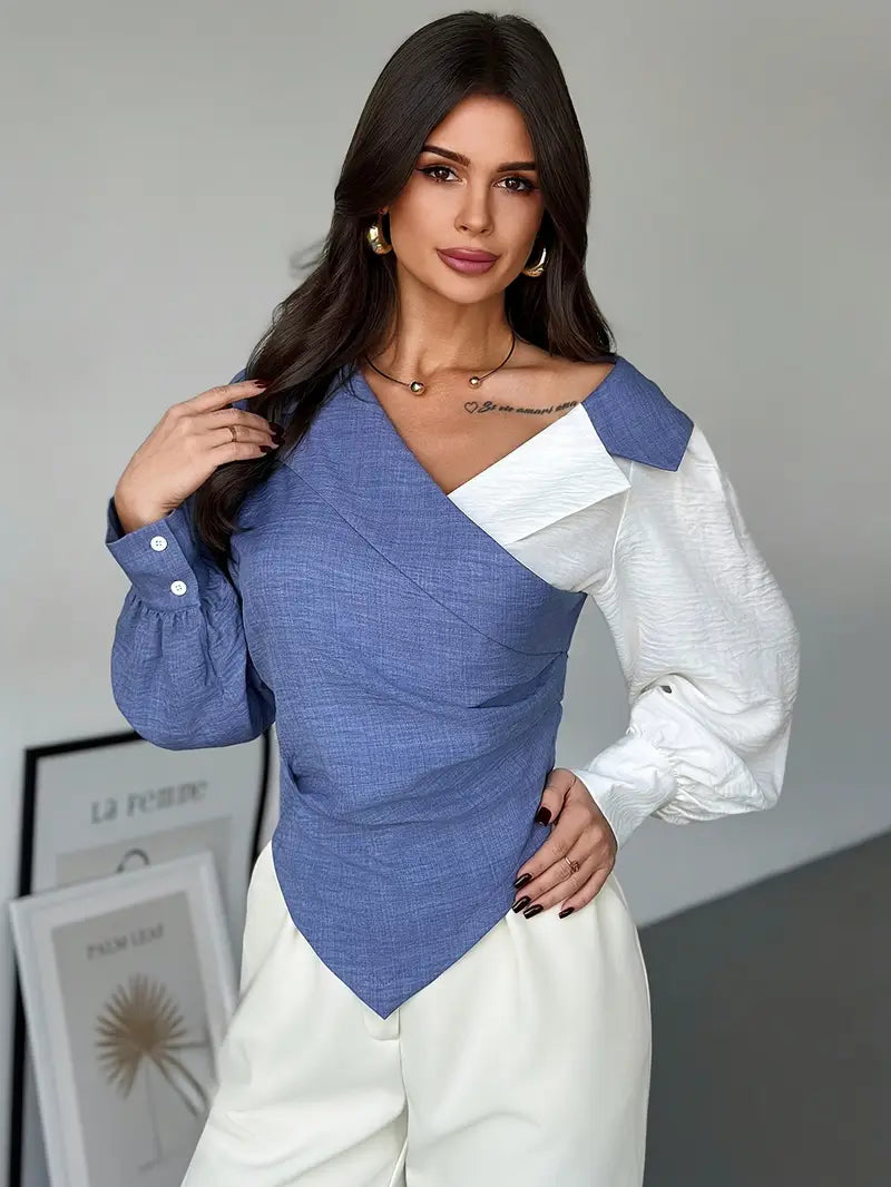 Hesperis – Camicetta trendy asimmetrica a maniche lunghe